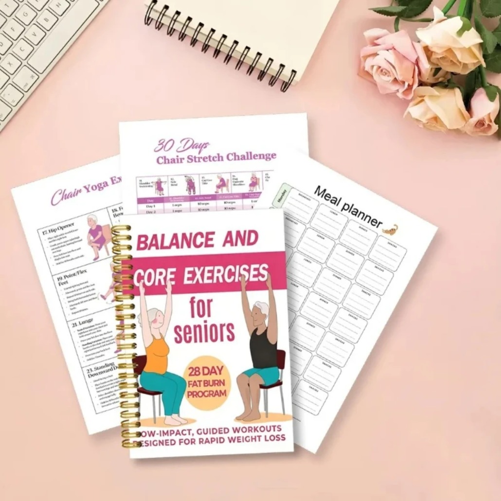 Fitness Journal Planner - Buku Catatan Latihan Yoga untuk Lansia,